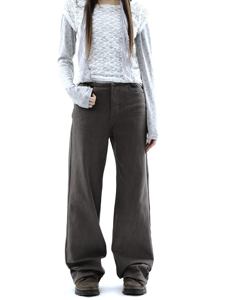 ang project Charcoal Washed Distressed High Waist Relaxed Women&