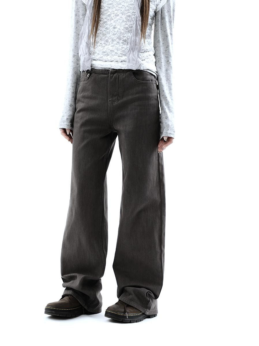 ang project Charcoal Washed Distressed High Waist Relaxed Women&