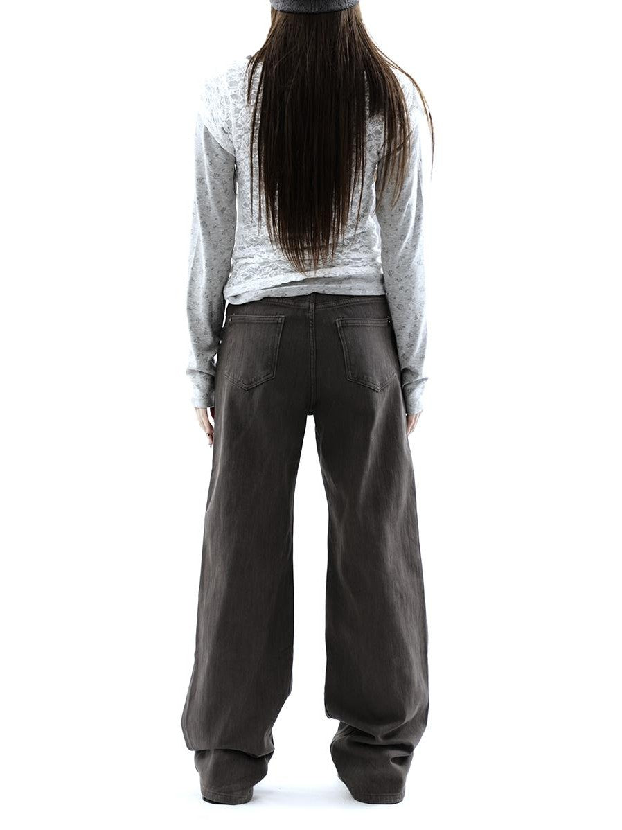 ang project Charcoal Washed Distressed High Waist Relaxed Women&