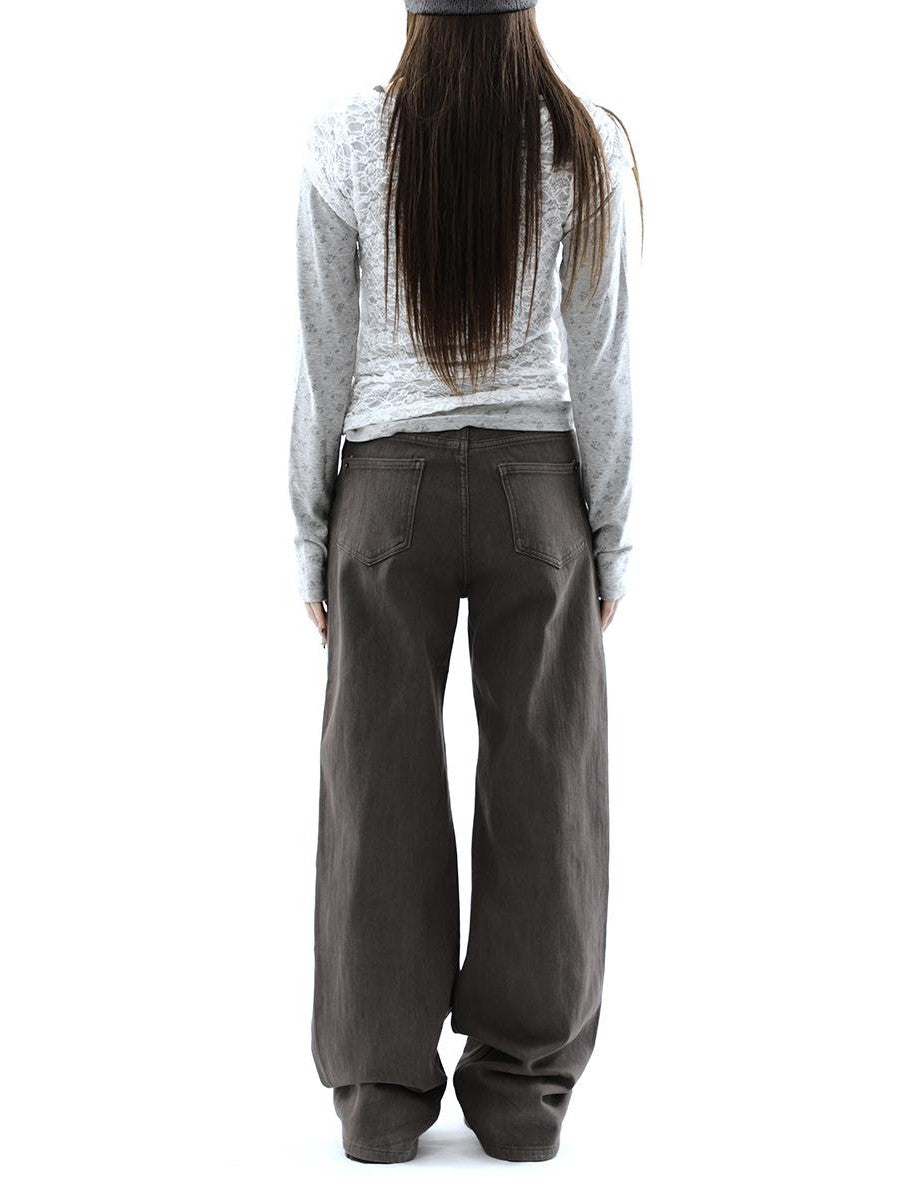 ang project Charcoal Washed Distressed High Waist Relaxed Women&
