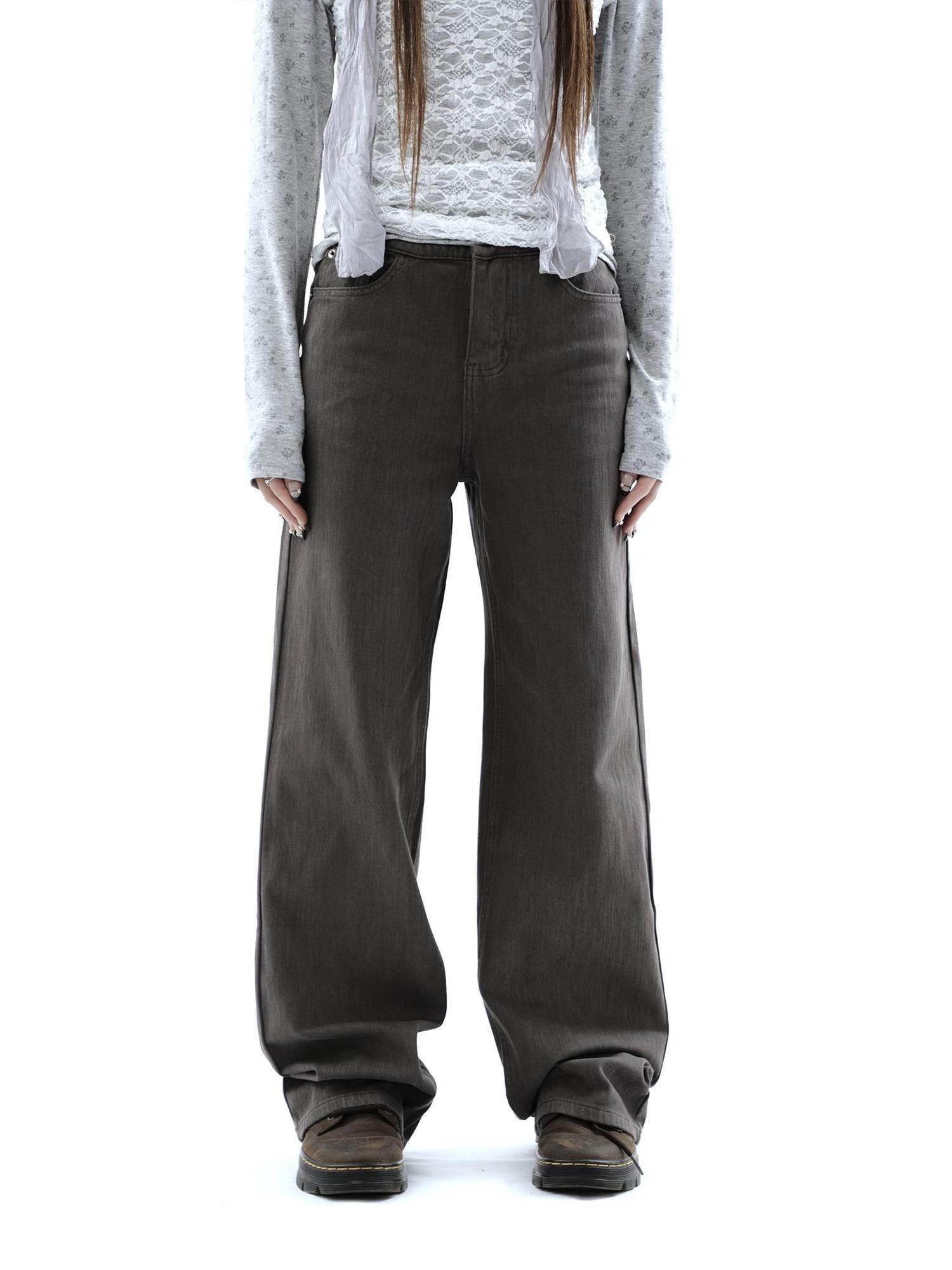 ang project Charcoal Washed Distressed High Waist Relaxed Women&