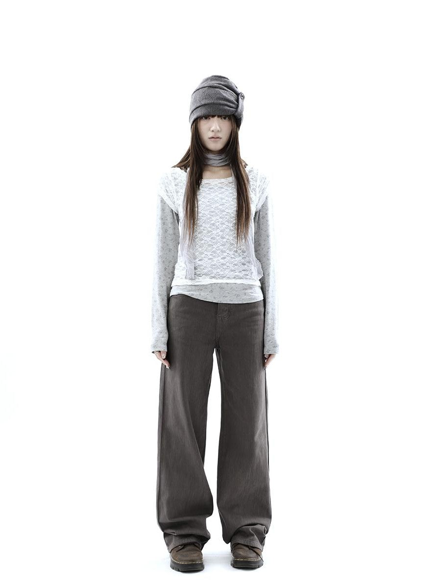 ang project Charcoal Washed Distressed High Waist Relaxed Women&