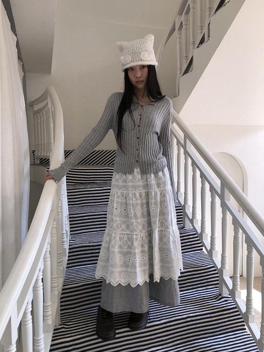 ang project Cutout Embroidered Lace Trim Layered Tie Waist Women&