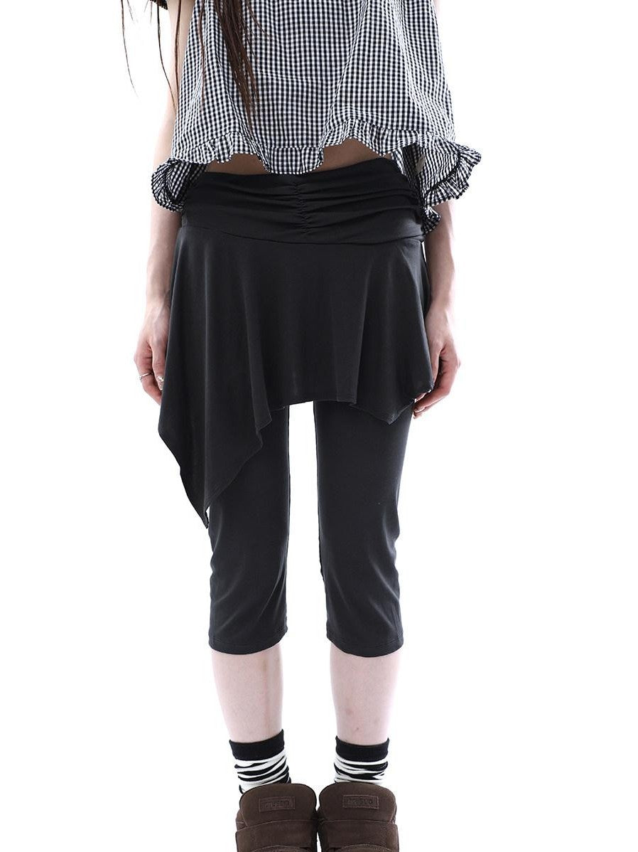 ang project Dark Gray Asymmetric Faux Two Piece Skirt Overlay Women&