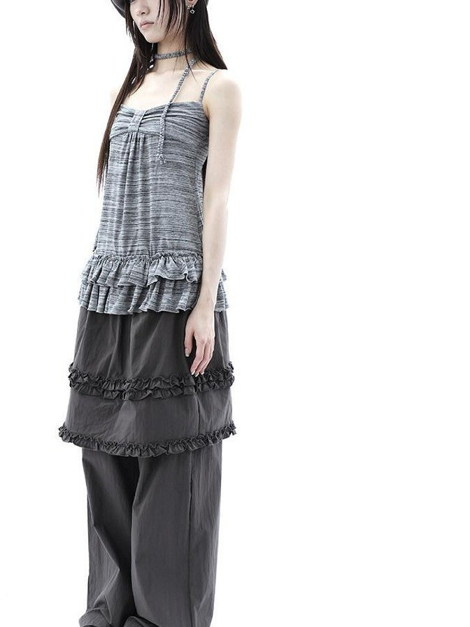 ang project Deep Gray Lettuce Edge Spliced Layered Utility Women&
