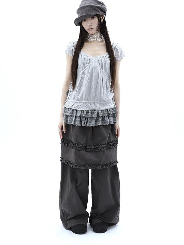ang project Deep Gray Lettuce Edge Spliced Layered Utility Women&