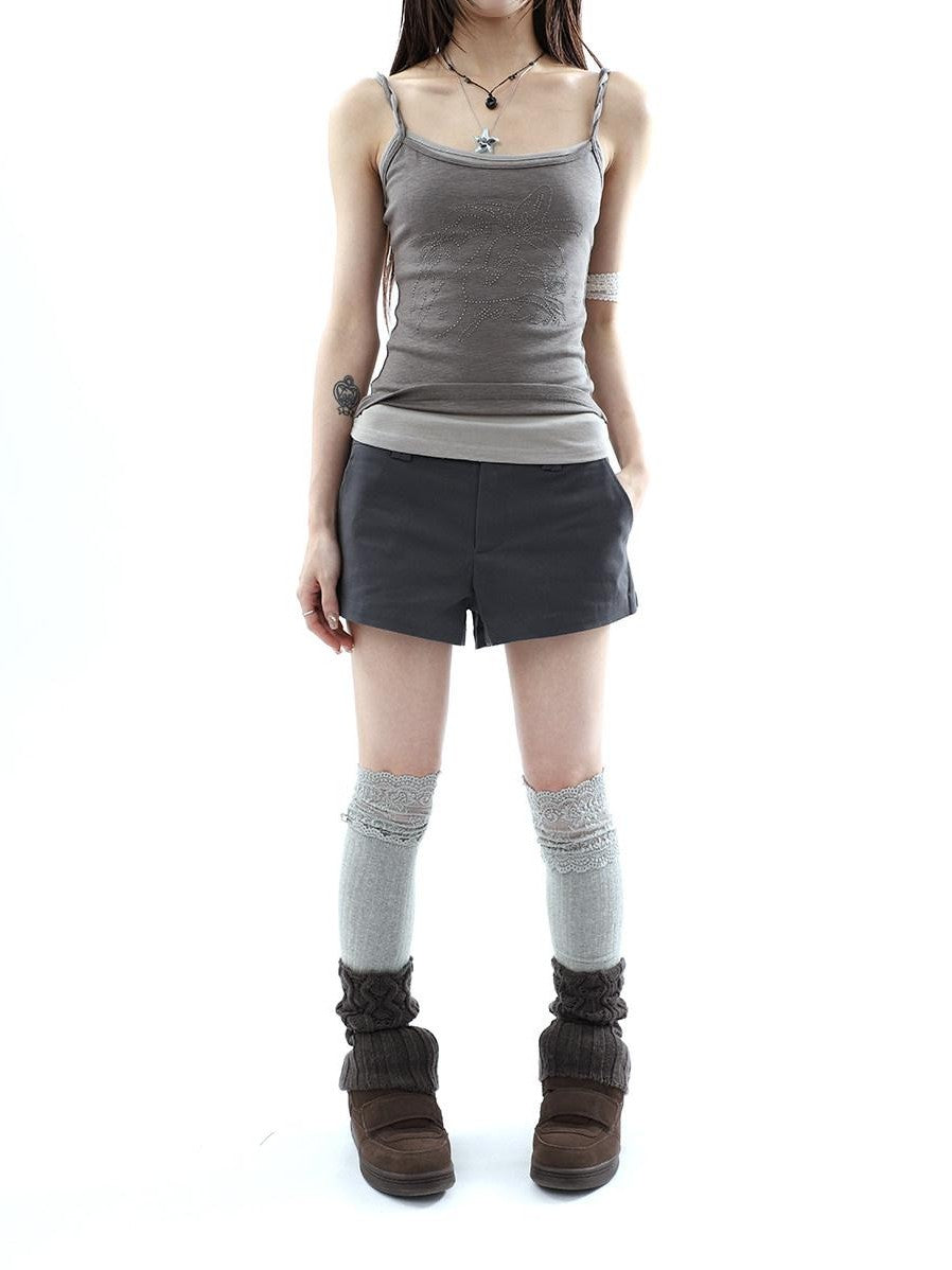 ang project Deep Gray Single Button Slimming Straight Women&