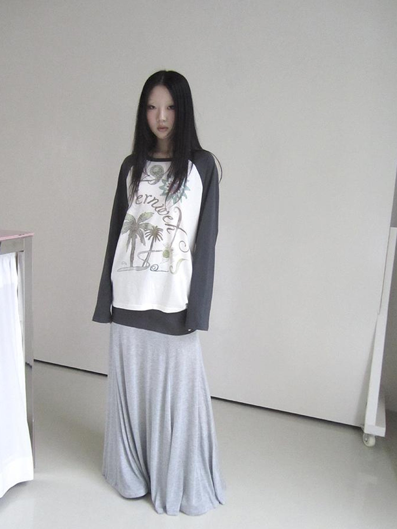 ang project Dual Fabric Contrast Panel Flowy A Line Skirt
