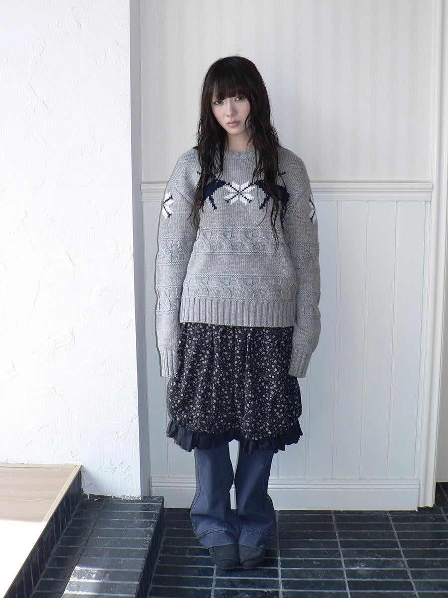 ang project Fair Isle Deer Jacquard Crewneck Pullover Women&