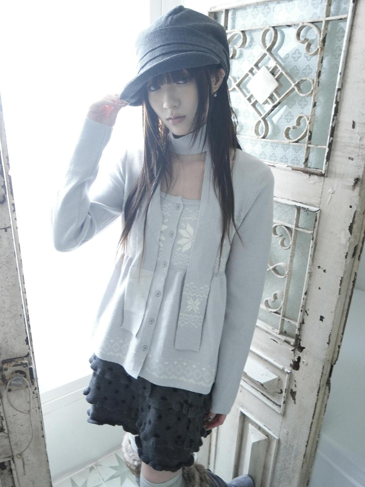 ang project Fair Isle Snowflake Jacquard Button Knit Women&