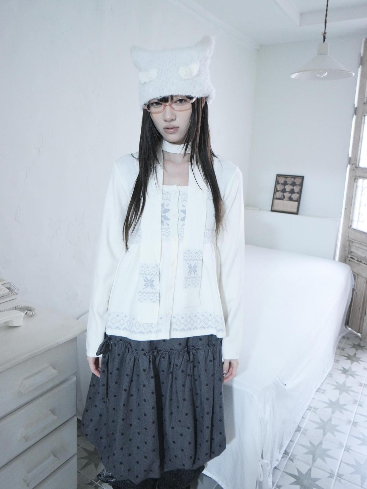 ang project Fair Isle Snowflake Jacquard Button Knit Women&