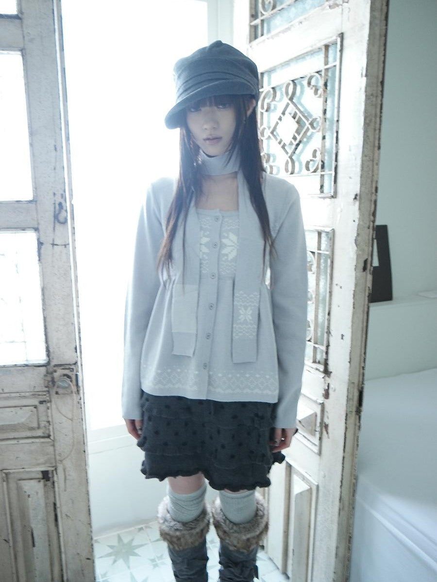 ang project Fair Isle Snowflake Jacquard Button Knit Women&