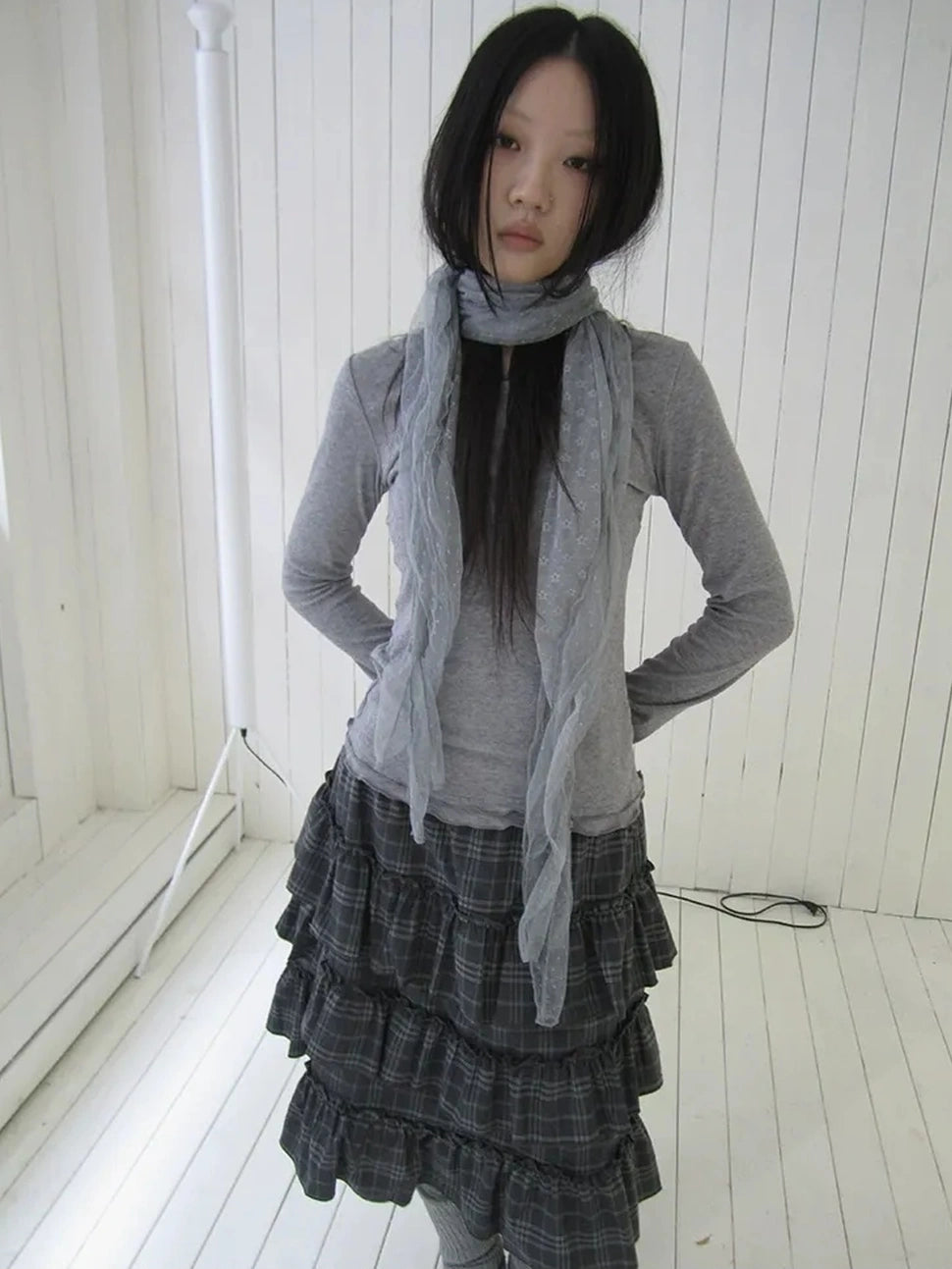 ang project Floral Lace Collar Ruffle Trim Blouse T-shirt