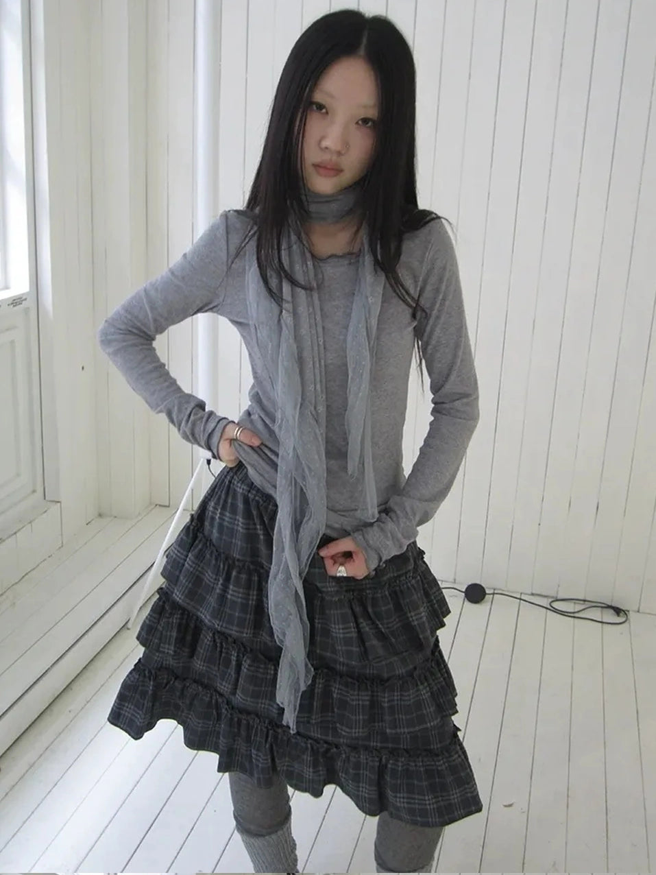 ang project Floral Lace Collar Ruffle Trim Blouse T-shirt