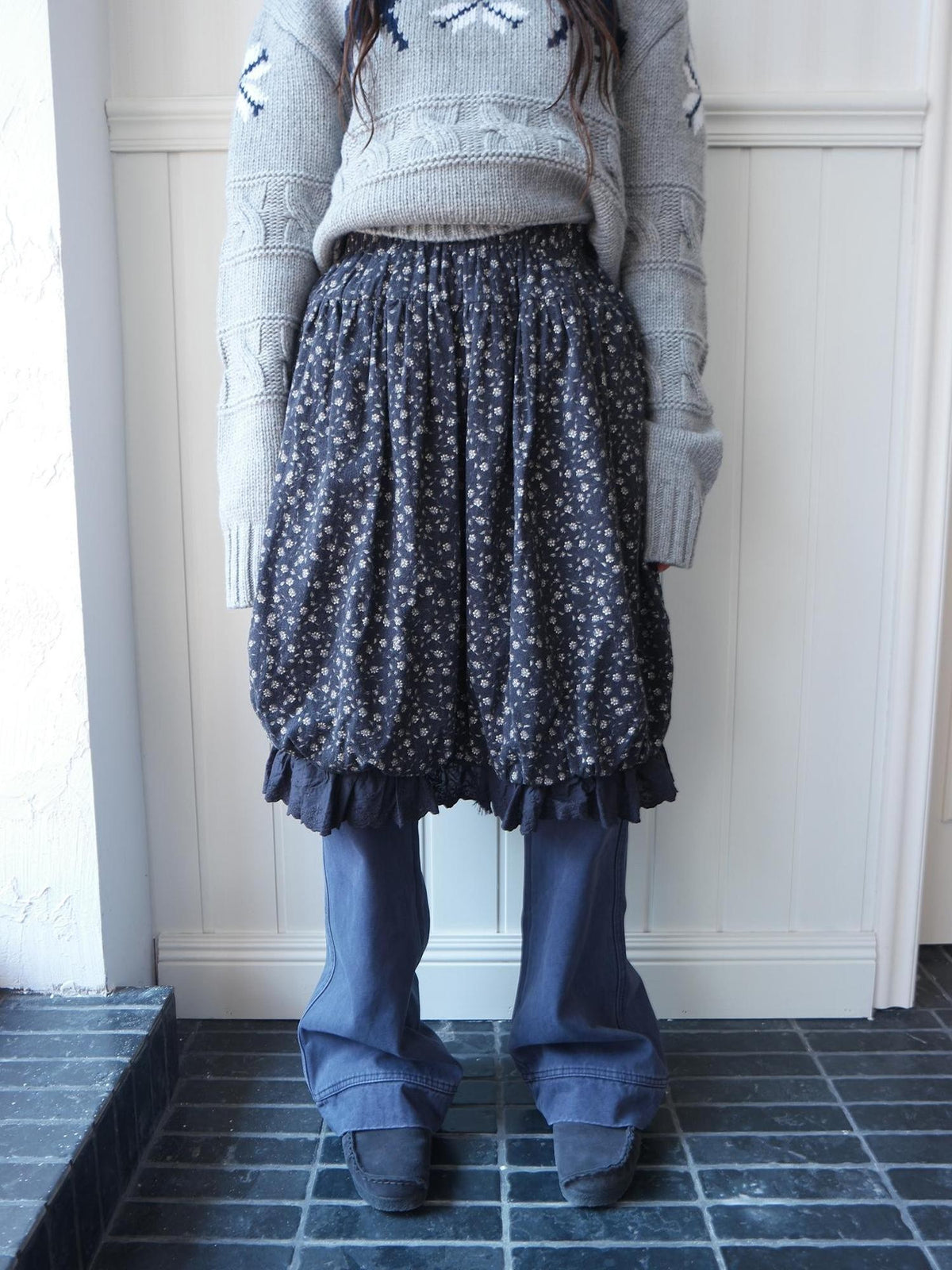 ang project Floral Lace Ruffle Bubble Hem Cotton Women&