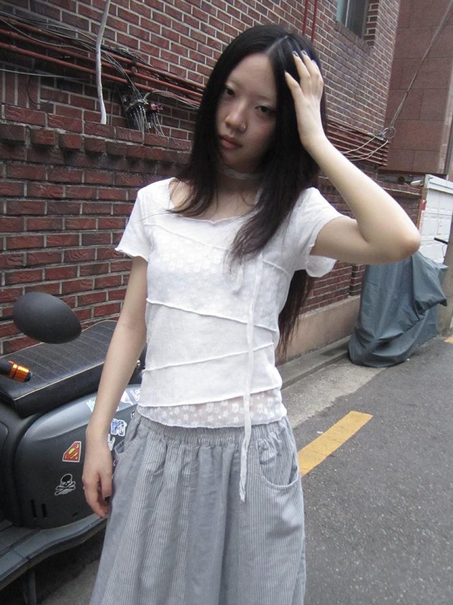 Updateang project Floral Lace Trim Tee Lightweight Summer Top