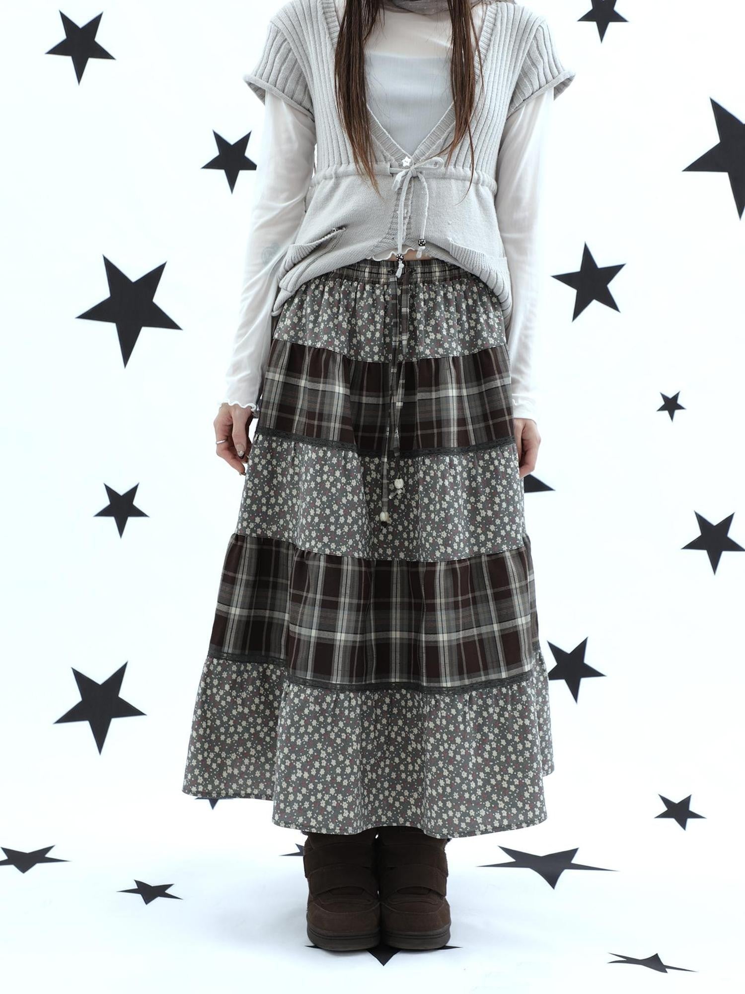 ang project Forest Floral Patchwork Plaid Applique Print Women&