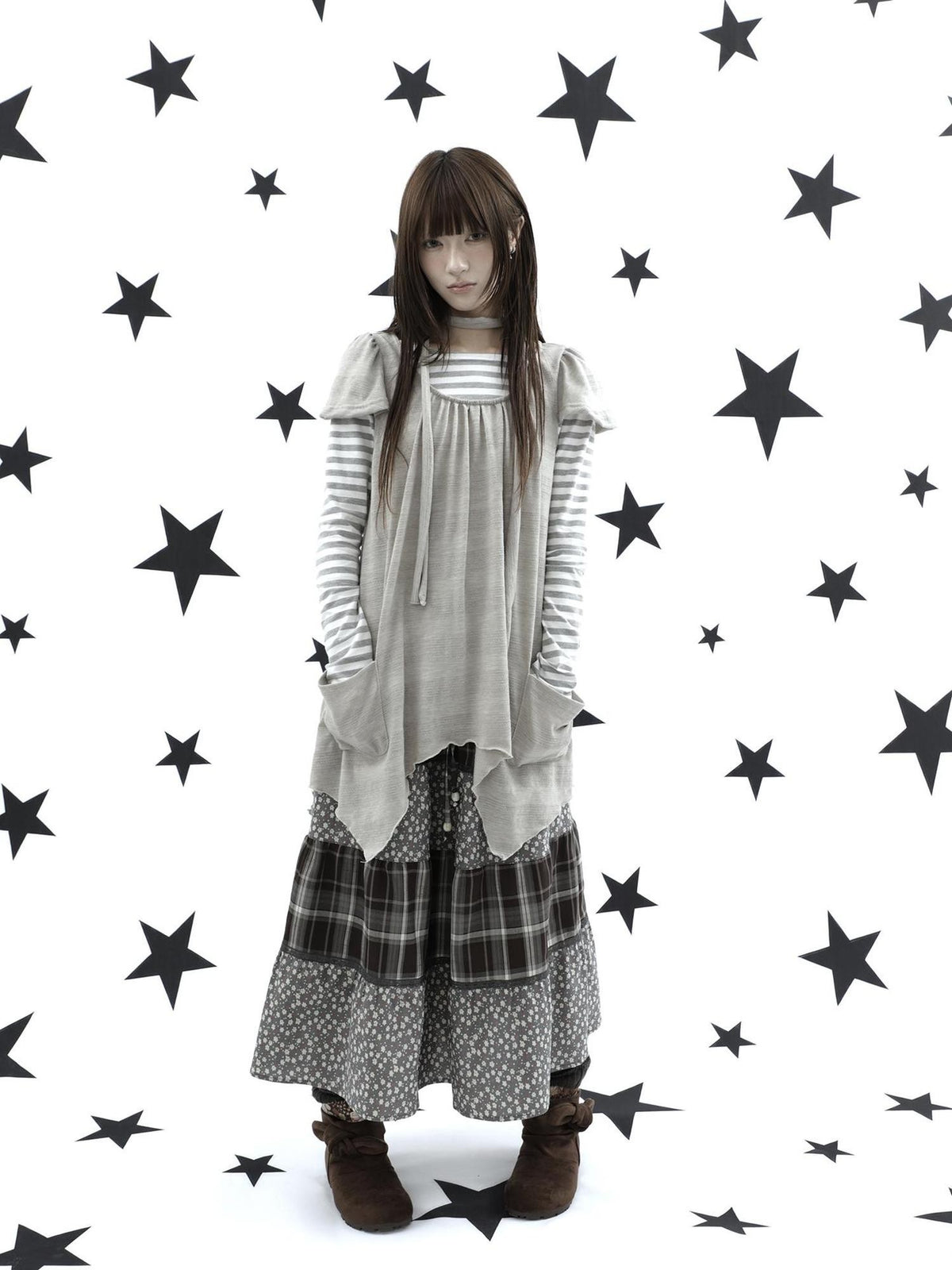 ang project Forest Floral Patchwork Plaid Applique Print Women&