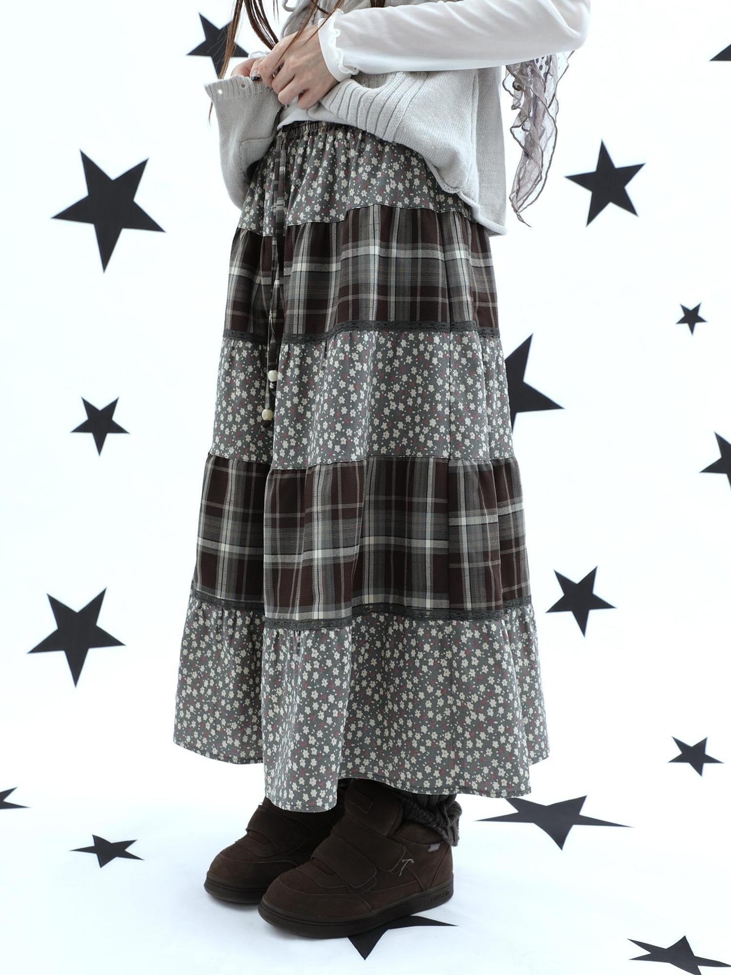 ang project Forest Floral Patchwork Plaid Applique Print Women&
