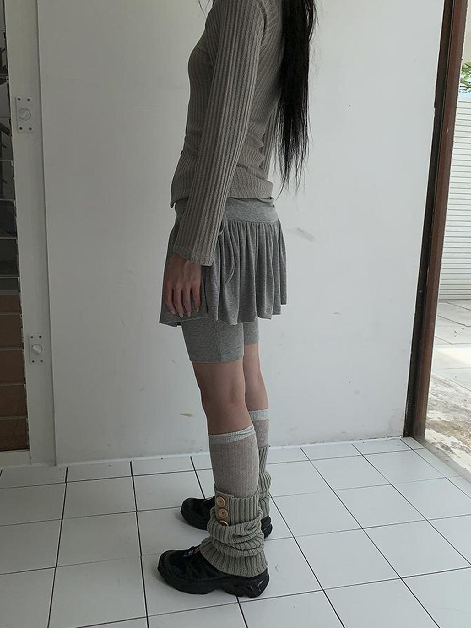 ang project Functional Sporty Layered Drawstring Waist Short Skirt