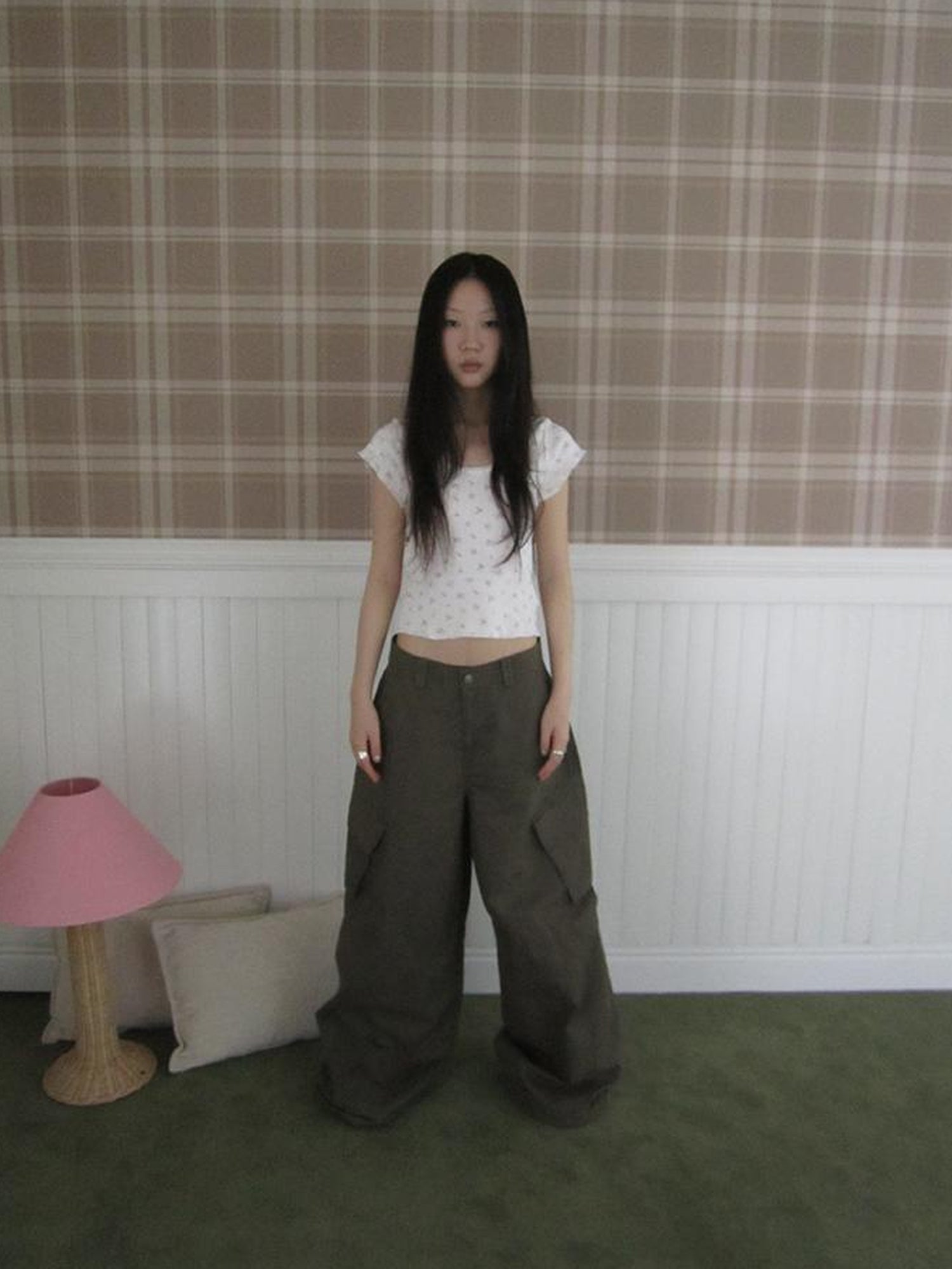 ang project Functional Utility High Waisted Wide Leg Pants With Multi Pockets