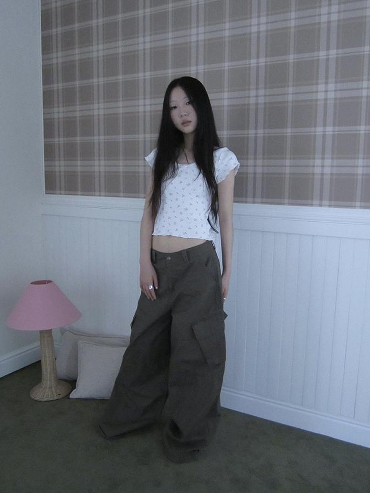 ang project Functional Utility High Waisted Wide Leg Pants With Multi Pockets