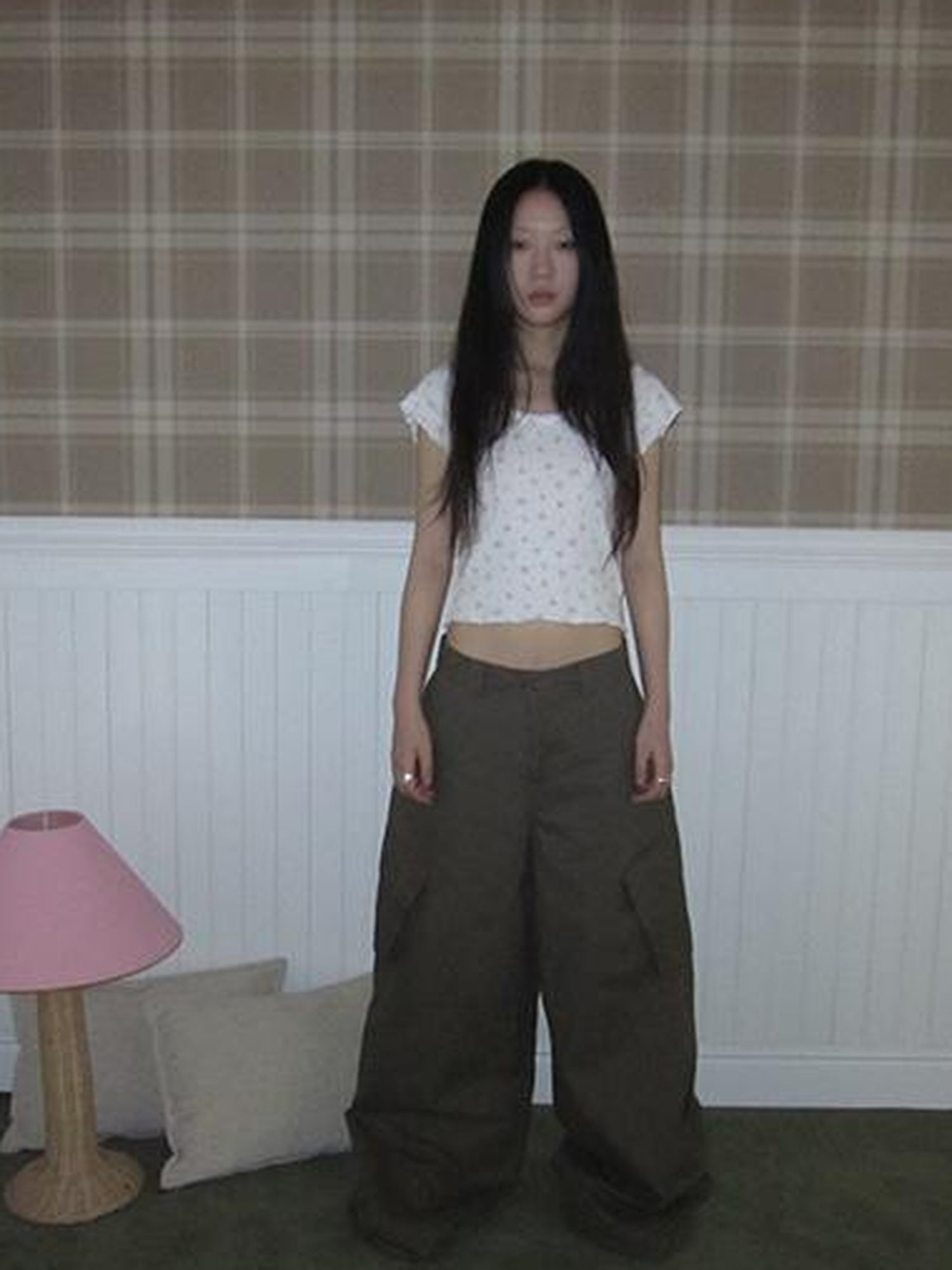 ang project Functional Utility High Waisted Wide Leg Pants With Multi Pockets