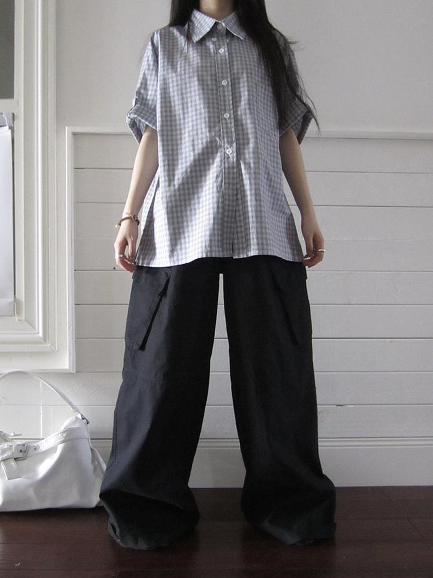 ang project Functional Utility High Waisted Wide Leg Pants With Multi Pockets