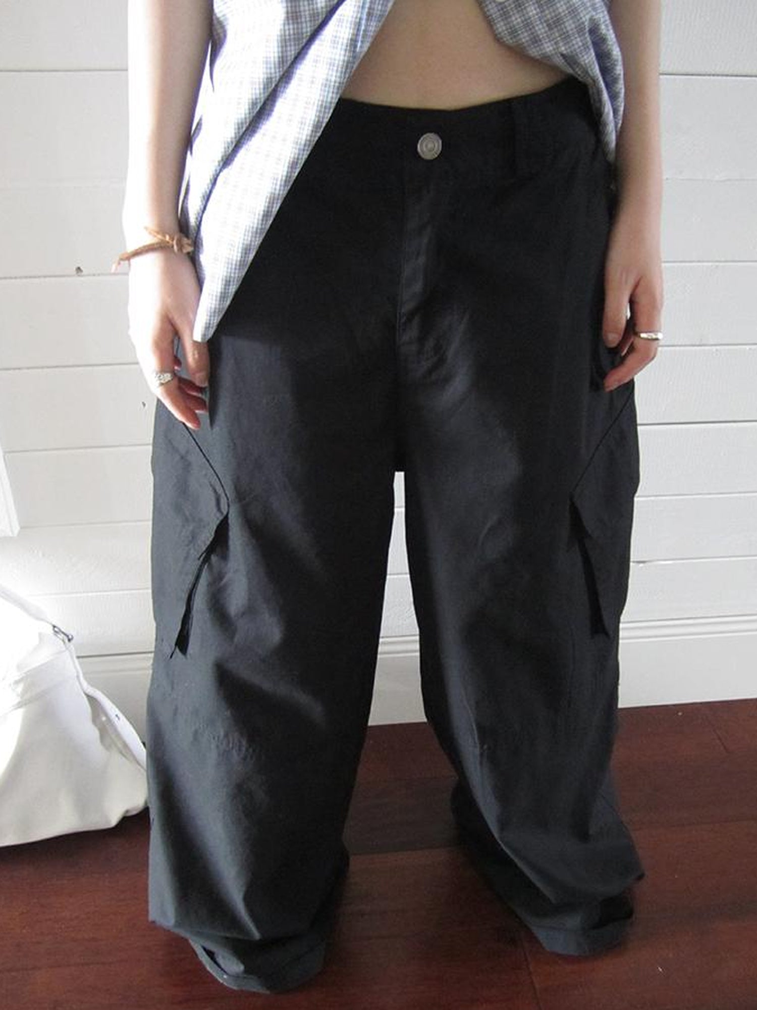 ang project Functional Utility High Waisted Wide Leg Pants With Multi Pockets