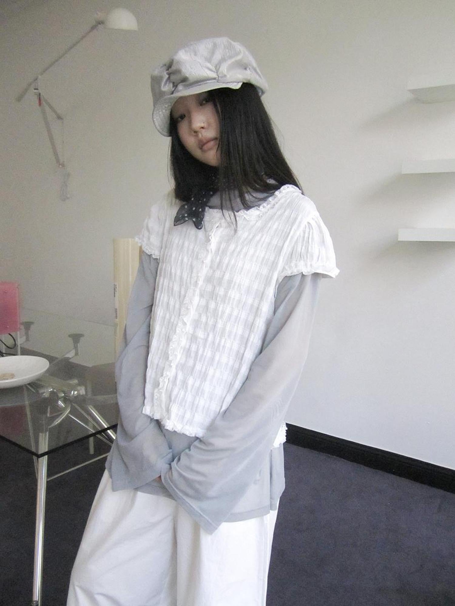 Updateang project Gray Layered Loose Fit Long Sleeve Turtleneck Top