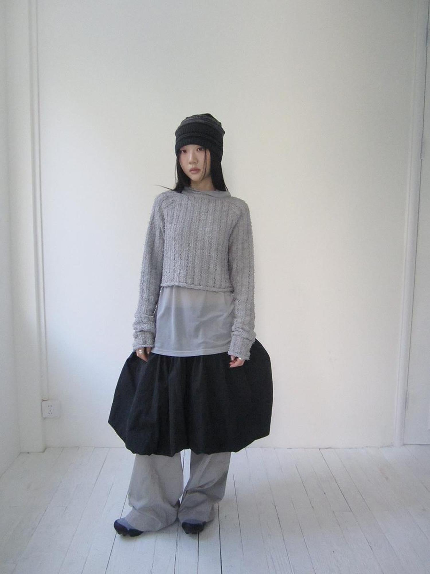 Updateang project Gray Layered Loose Fit Long Sleeve Turtleneck Top