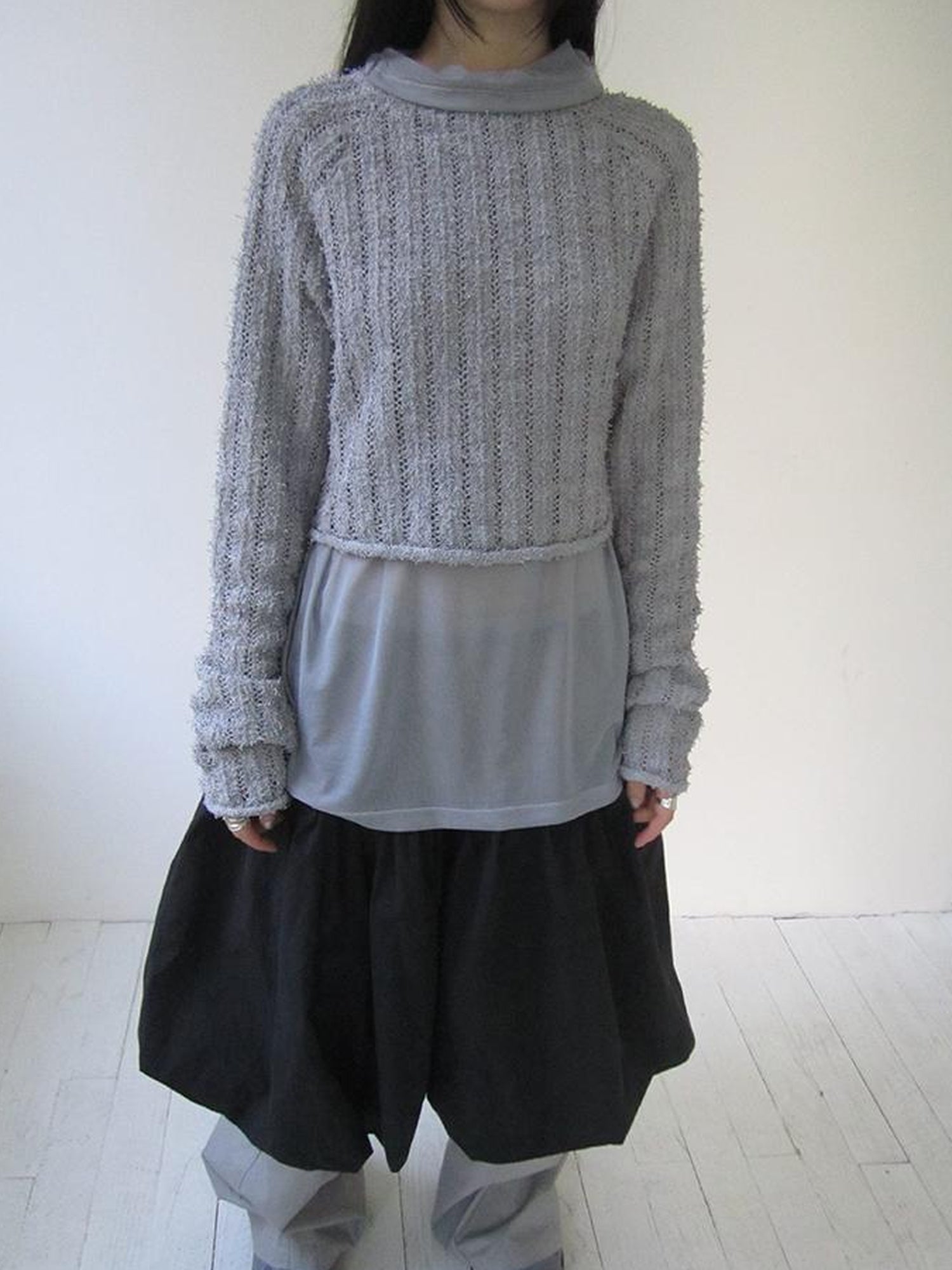 Updateang project Gray Layered Loose Fit Long Sleeve Turtleneck Top
