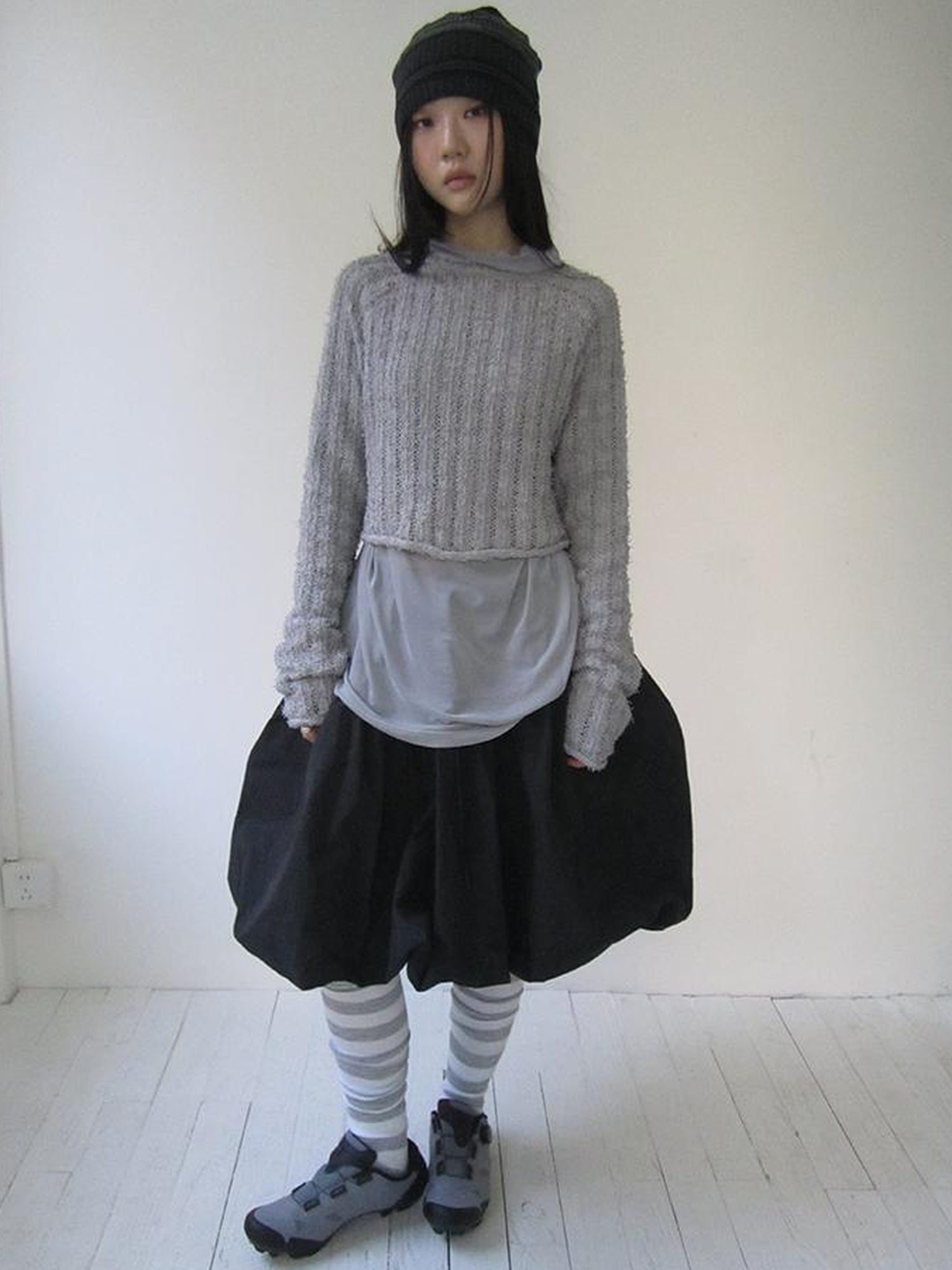 Updateang project Gray Layered Loose Fit Long Sleeve Turtleneck Top