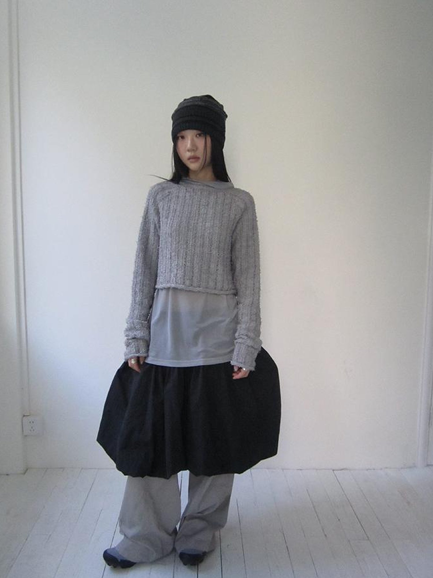 Updateang project Gray Layered Loose Fit Long Sleeve Turtleneck Top