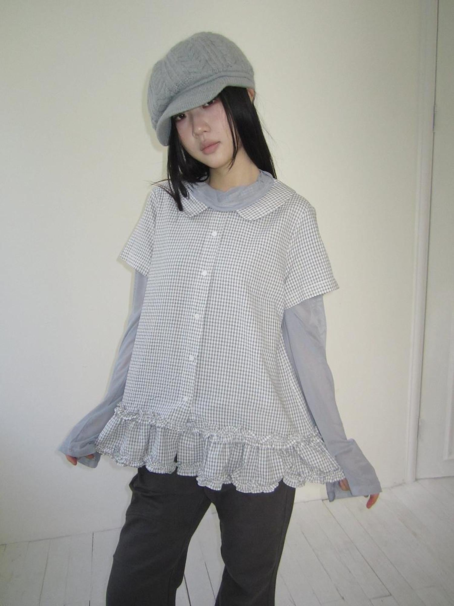 Updateang project Gray Layered Loose Fit Long Sleeve Turtleneck Top