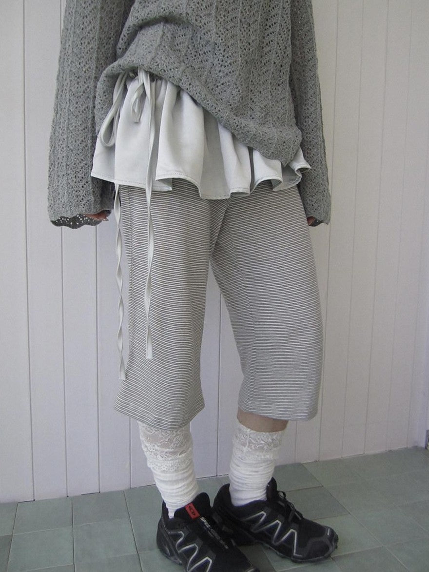 ang project Gray Striped Elastic Waist Micro Flare Women&
