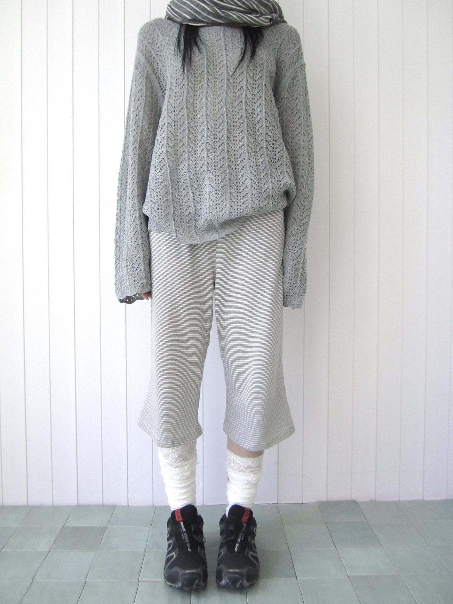 ang project Gray Striped Elastic Waist Micro Flare Women&