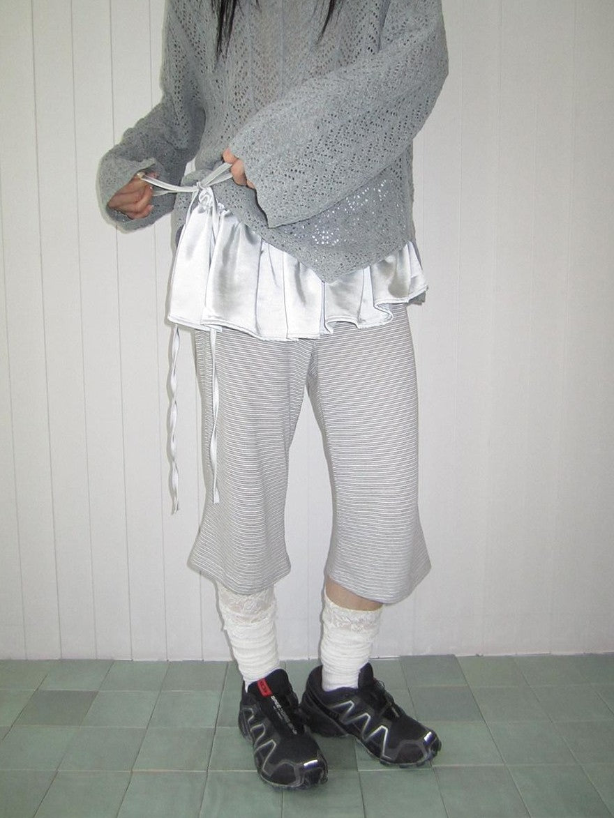 ang project Gray Striped Elastic Waist Micro Flare Women&