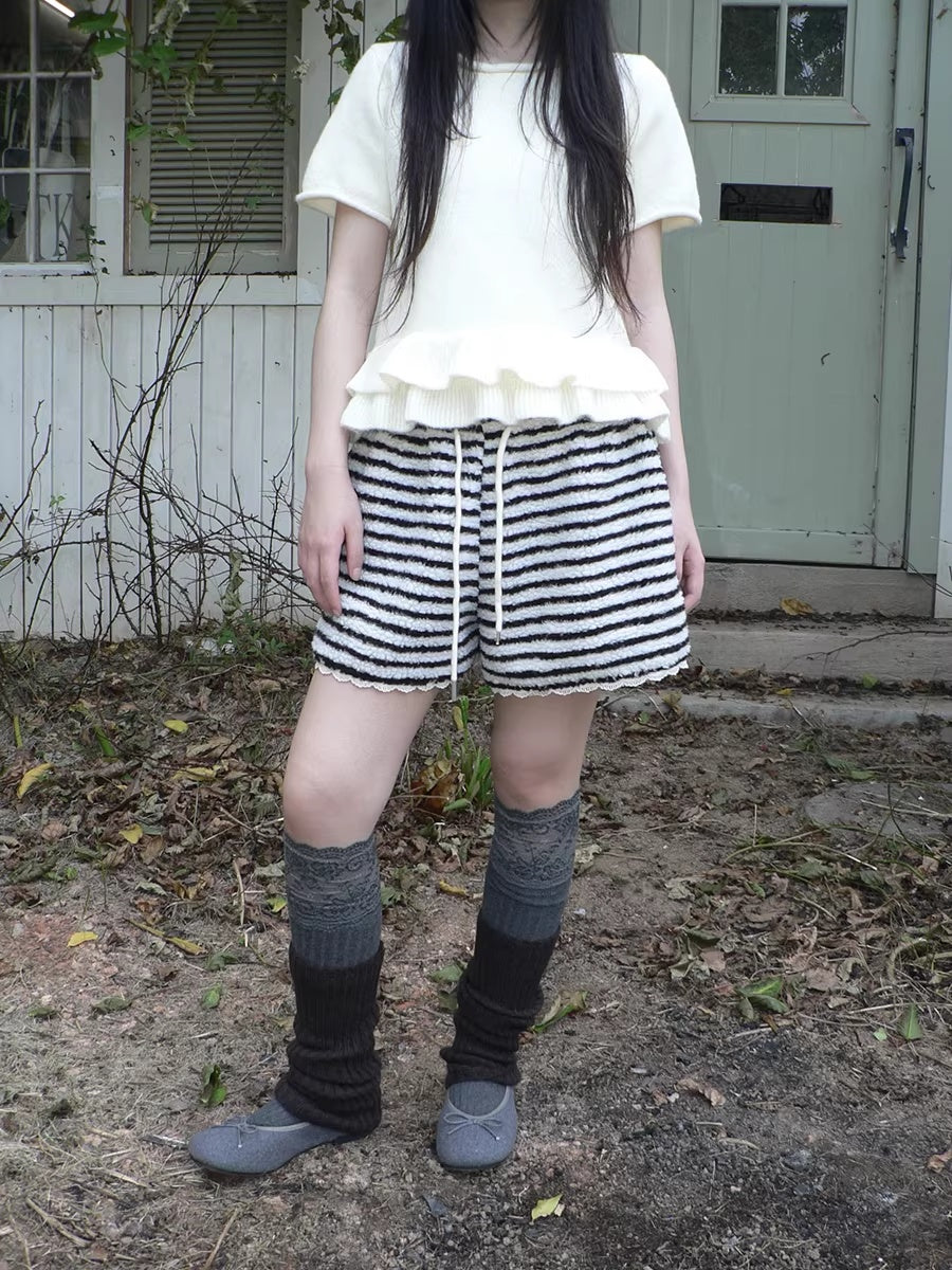 ang_project_High_Waist_Lace_Trim_Korean_Striped_Wide_Leg_Casual_Women_Short_MISSTT