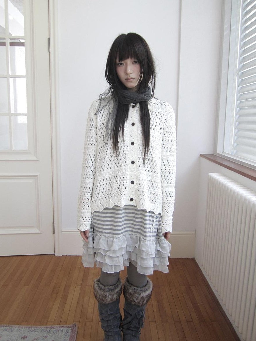 ang project Hollow Out Pointelle Solid Collared Women&