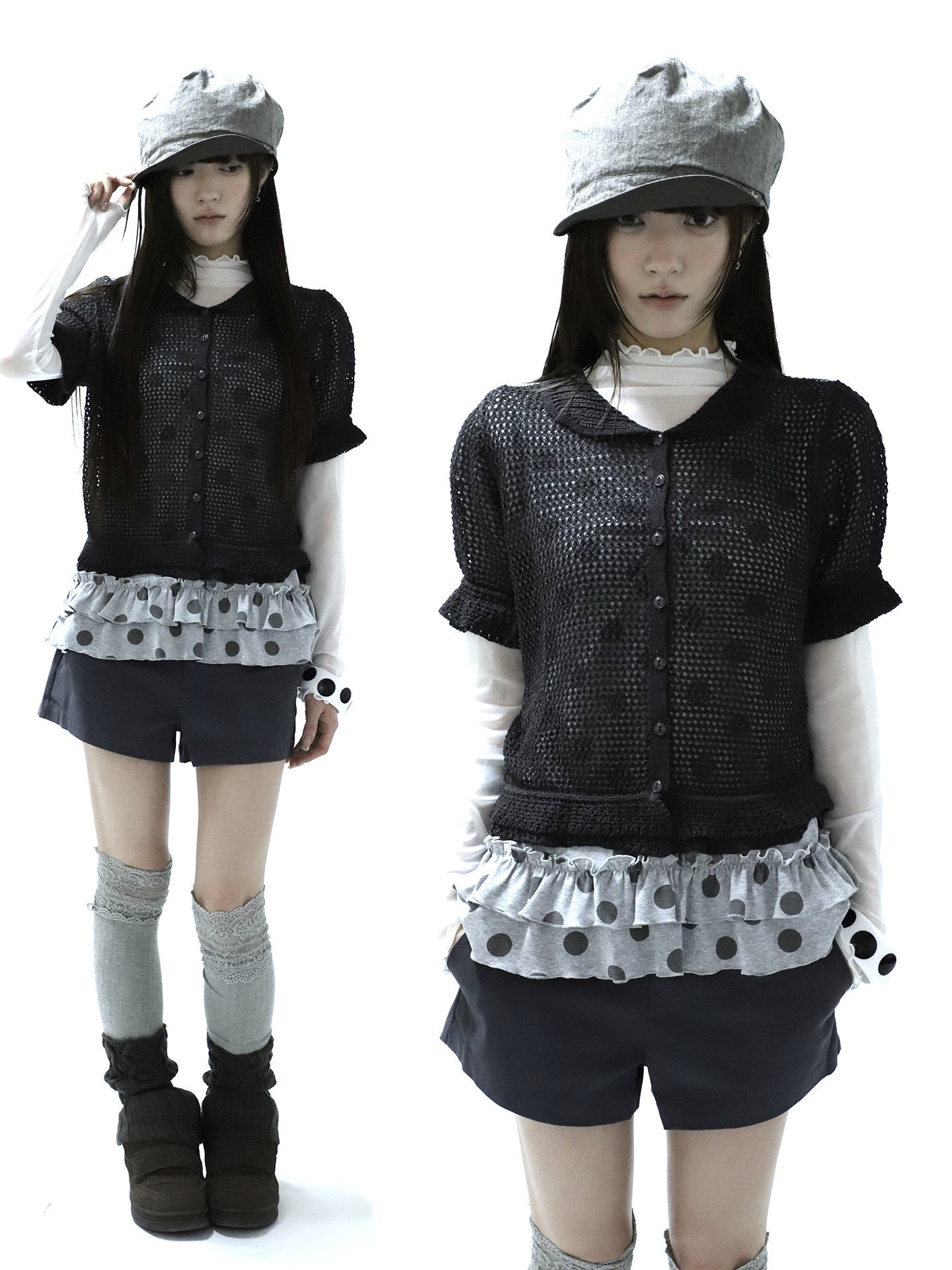 ang_project_Hollowout_Single_Button_Puff_Collar_Women&