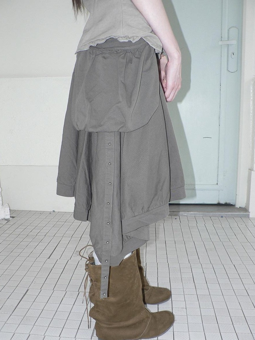ang project Korean 3D Large Pocket Asymmetrical Hem Women&