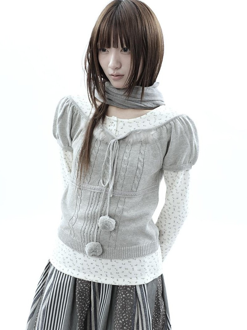 ang project Korean Bow Tie Knit Cotton Women&