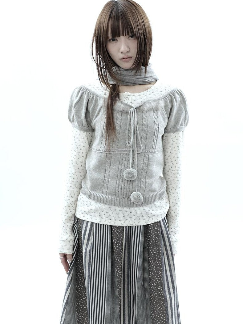 ang project Korean Bow Tie Knit Cotton Women&