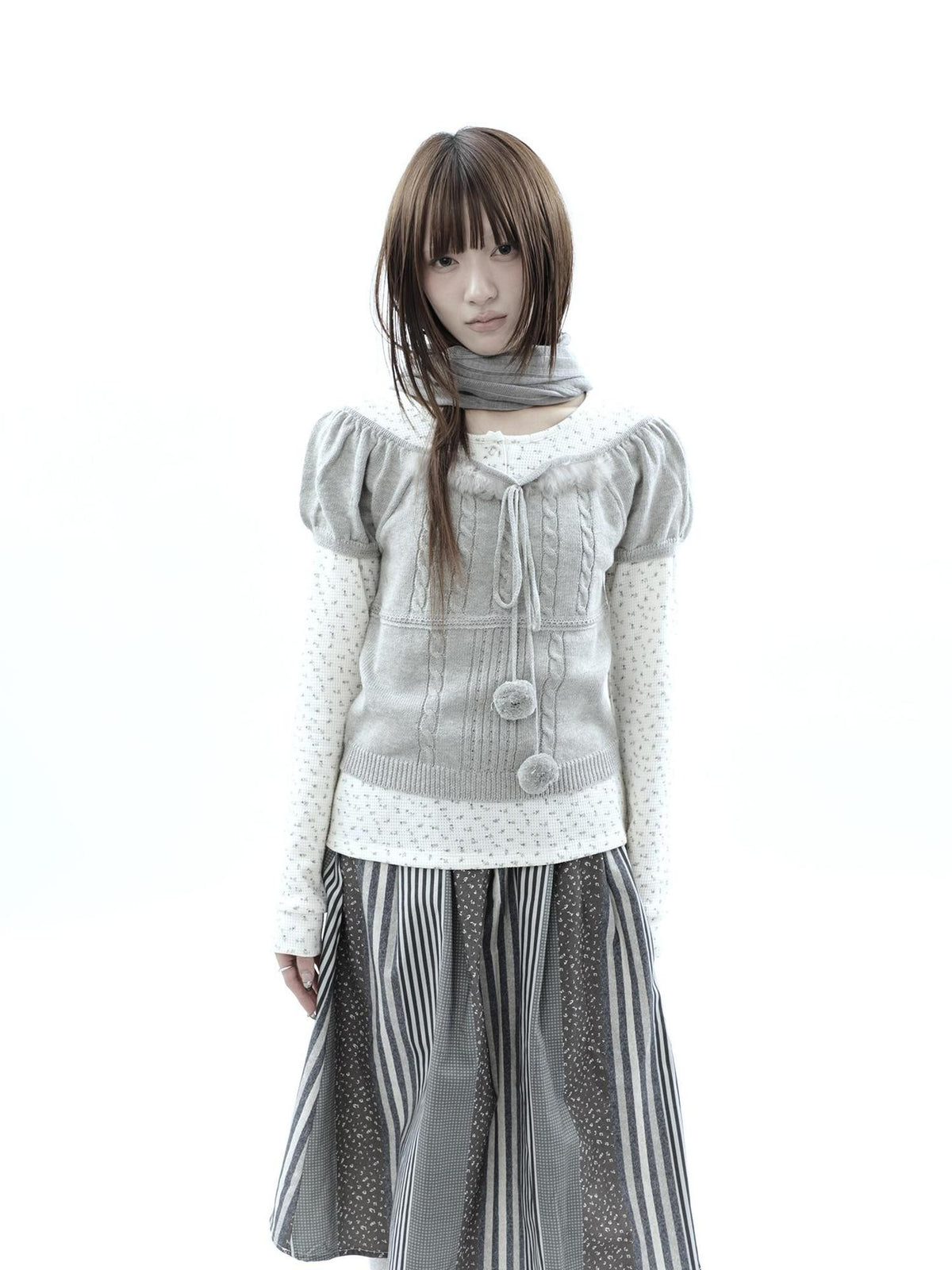 ang project Korean Bow Tie Knit Cotton Women&