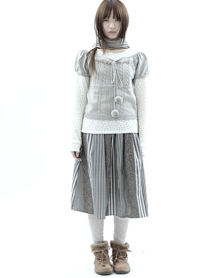 ang project Korean Bow Tie Knit Cotton Women&