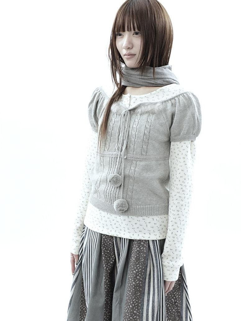 ang project Korean Bow Tie Knit Cotton Women&