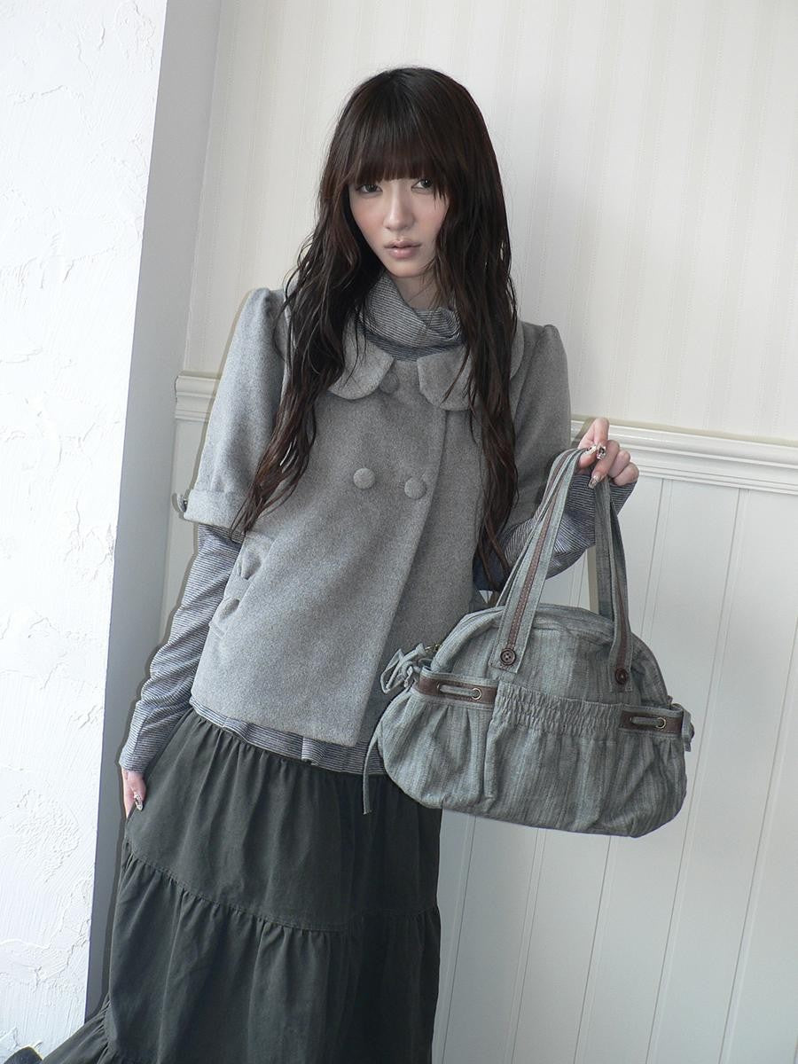 ang project Korean Retro Color Block Ruched Women&