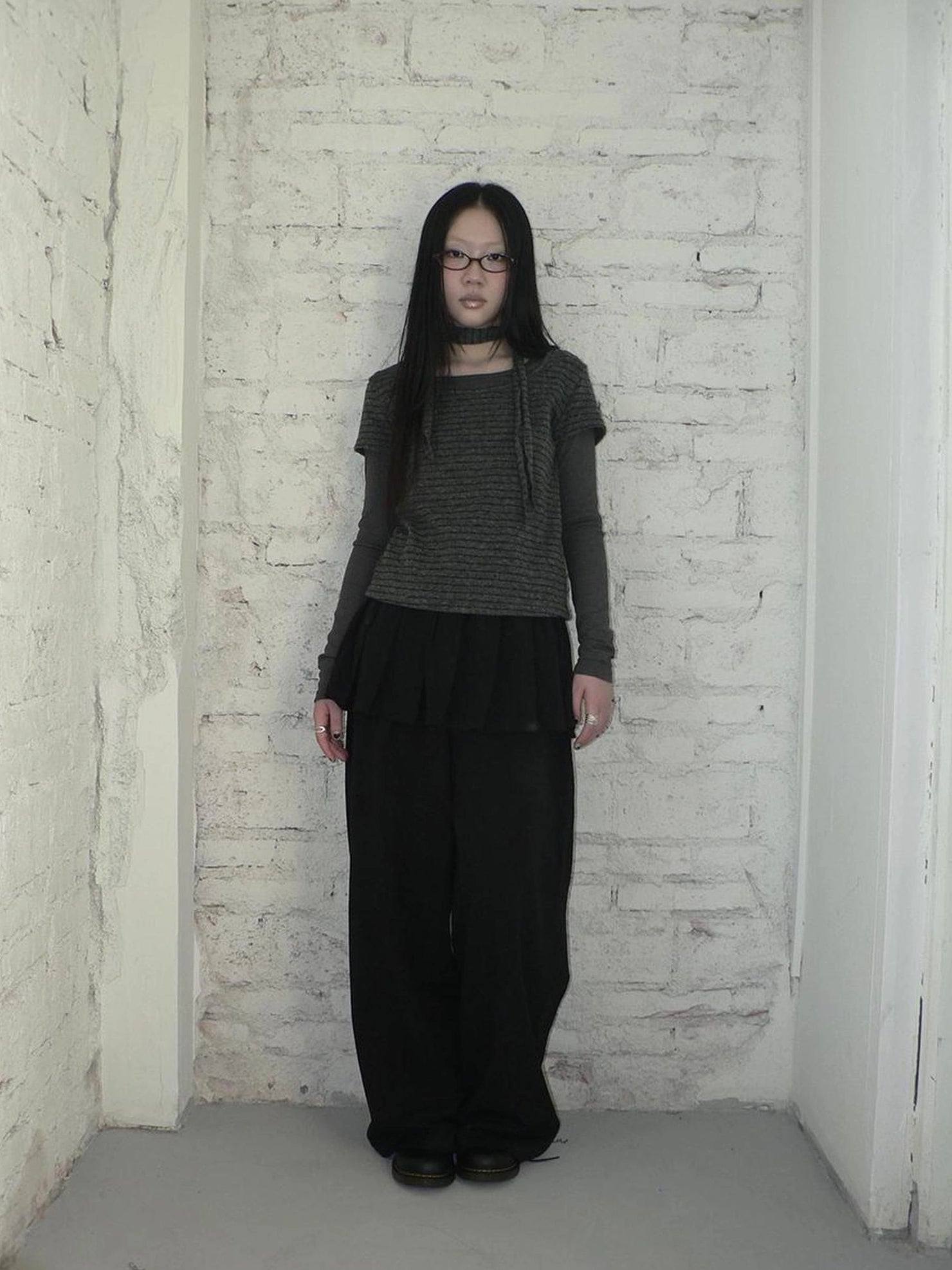 ang project Korean Style Lightweight Split Front Drawstring Jumpsuit Pants Pants