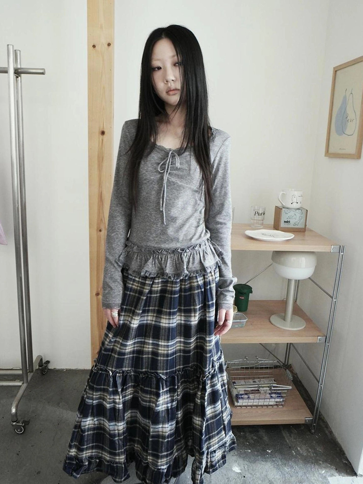 ang project Lace Bow Tie Ruffle Sleeve Tee T-shirt